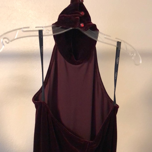 Vintage Purple velvet halter Prom dress - Picture 4 of 6
